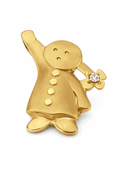 Colgante Niña y Trenza con Diamante - Oro Amarillo 18K
