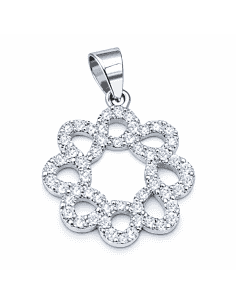 Colgante Diseño Floral Calado- Oro Blanco 18K