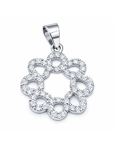 Colgante Diseño Floral Calado- Oro Blanco 18K