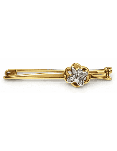 Alfiler clásico con Motivo Mariposa Bicolor – Oro Amarillo y Blanco18K