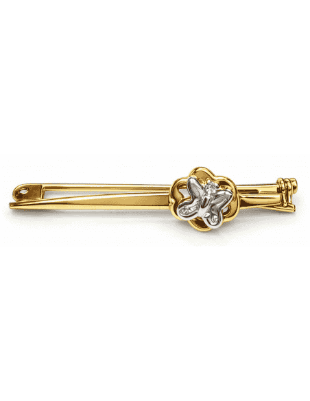 Alfiler clásico con Motivo Mariposa Bicolor – Oro Amarillo y Blanco18K