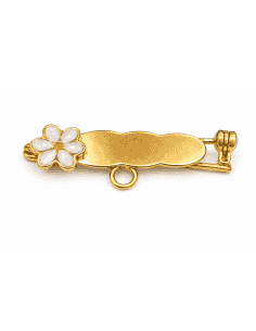 Alfiler Clásico con Motivo de Flor Esmalte – Oro Amarillo 18K