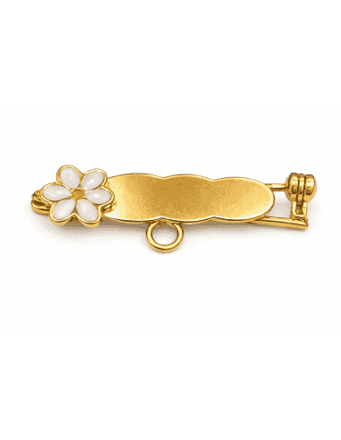 Alfiler Clásico con Motivo de Flor Esmalte – Oro Amarillo 18K