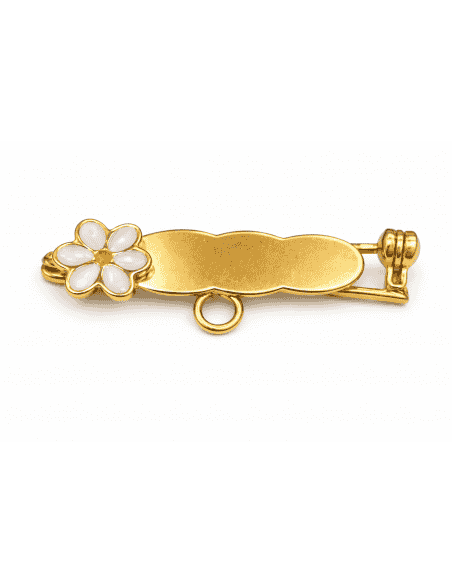 Alfiler Clásico con Motivo de Flor Esmalte – Oro Amarillo 18K