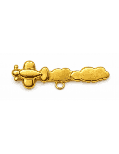 Alfiler Clásico con Motivo de Avión con Nubes – Oro Amarillo 18K