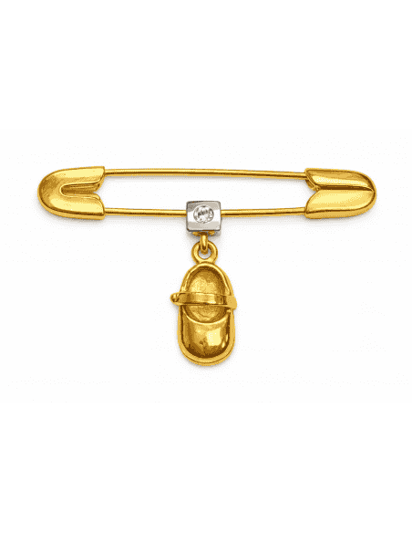 Alfiler Clásico y Colgante en forma de Peuco - Oro Amarillo 18K