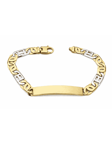 Esclava para caballero en oro bicolor - Oro amarillo y Blanco 18k