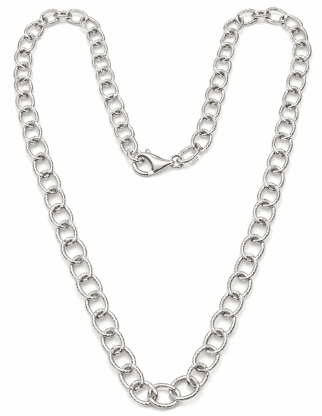 Cadena de Plata Eslabón Forzado Grabado – Plata de Ley 925
