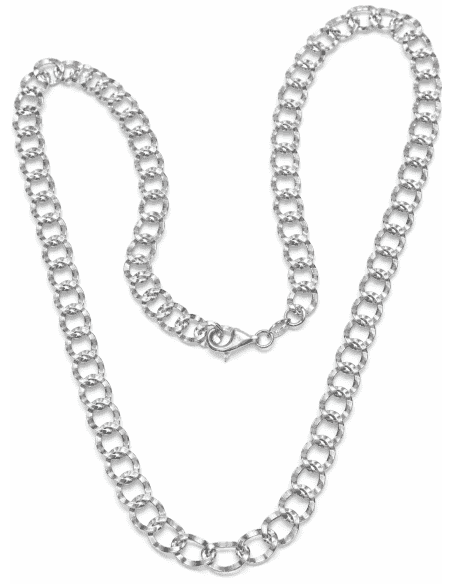 Cadena de Plata Eslabón Forzado Grabado – Plata de Ley 925