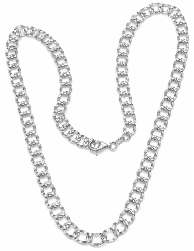 Cadena de Plata Eslabón Forzado Grabado – Plata de Ley 925
