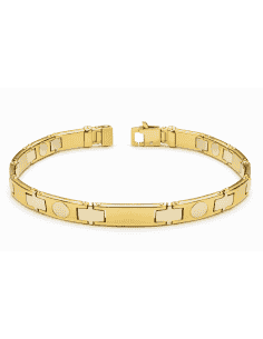 Pulsera para Caballero con Placas Alternadas - Oro Amarillo y Blanco 18k