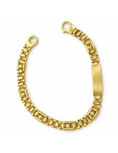 Pulsera para Caballero con Placa Grabable y Eslabón Diseño Clásico - Oro Amarillo 18k