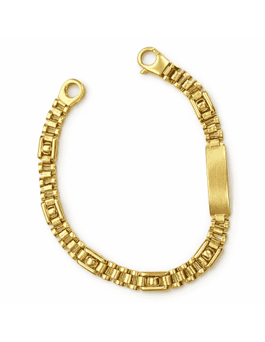 Pulsera para Caballero con Placa Grabable y Eslabón Diseño Clásico - Oro Amarillo 18k