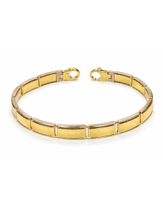 Pulsera Caballero Eslabón Chapa Bicolor - Oro Amarillo y Blanco 18k