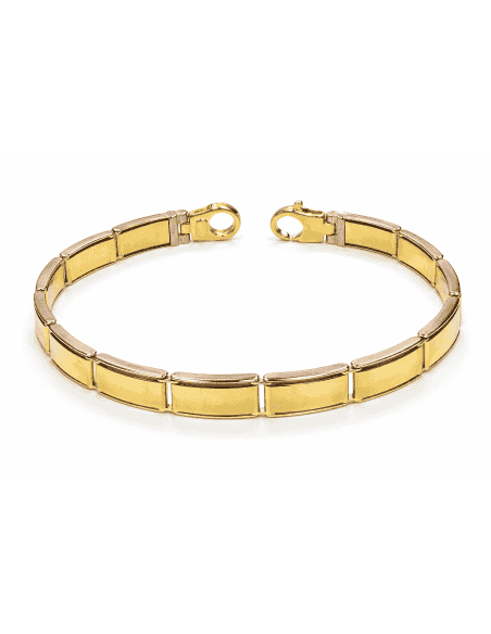 Pulsera Caballero Eslabón Chapa Bicolor - Oro Amarillo y Blanco 18k