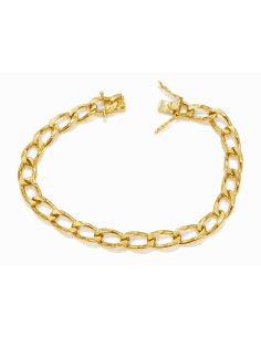 Pulsera para Caballero Eslabón Barbado con Cierre de Caja - Oro Amarillo18k