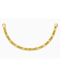 Pulsera Caballero Eslabón Placa Satinada - Oro Amarill 18k