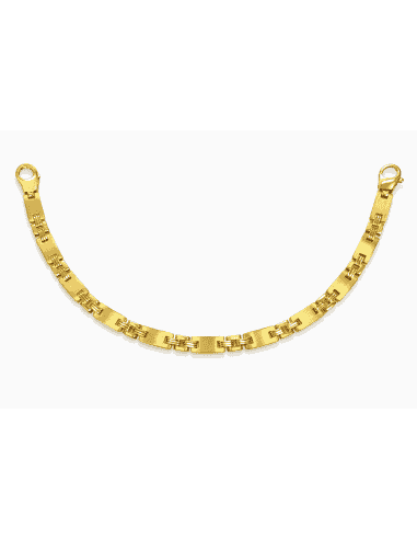 Pulsera Caballero Eslabón Placa Satinada - Oro Amarill 18k