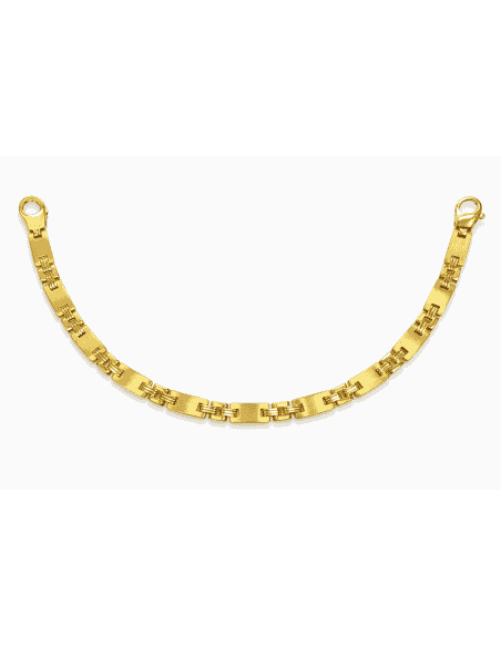 Pulsera Caballero Eslabón Placa Satinada - Oro Amarill 18k