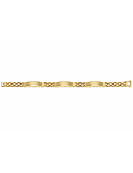Pulsera para Caballero con 4 Placas Alternadas Pulidas y Arenadas - Oro Amarillo 18k