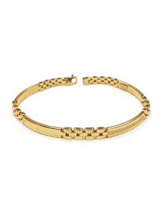 Pulsera para Caballero con 4 Placas Alternadas Pulidas y Arenadas - Oro Amarillo 18k