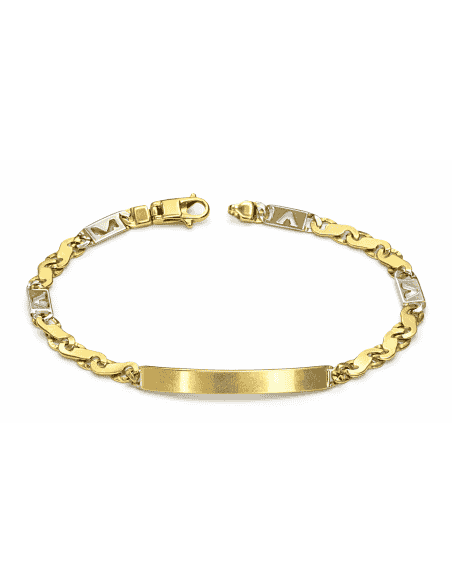 Esclava para caballero eslabón en forma de 8 o infinito Bicolor - Oro Amarillo y Blanco 18k