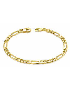 Pulsera para caballero Tipo Fígaro 3x1 - Oro Amarillo 18k