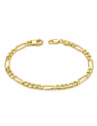 Pulsera para caballero Tipo Fígaro 3x1 - Oro Amarillo 18k