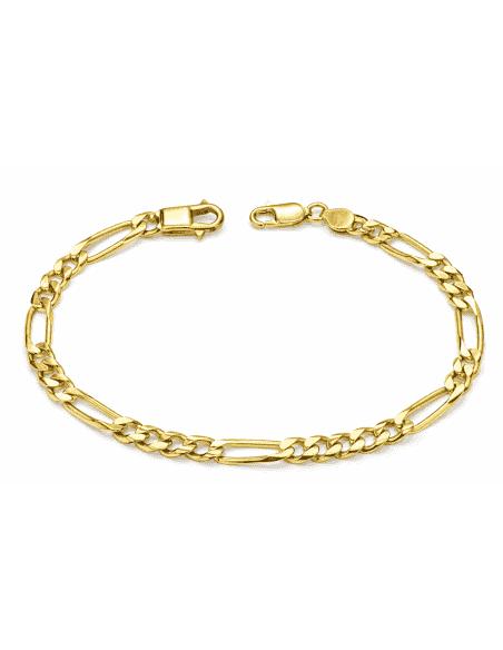 Pulsera para caballero Tipo Fígaro 3x1 - Oro Amarillo 18k