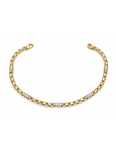 Pulsera de Caballero con Eslabones de oro Bicolor - Oro Amarillo y Blanco 18k