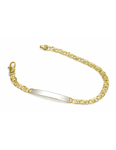 Pulsera para Caballero con Placa Grabable Bicolor - Oro Amarillo y Blanco 18k