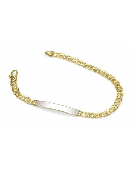 Pulsera para Caballero con Placa Grabable Bicolor - Oro Amarillo y Blanco 18k