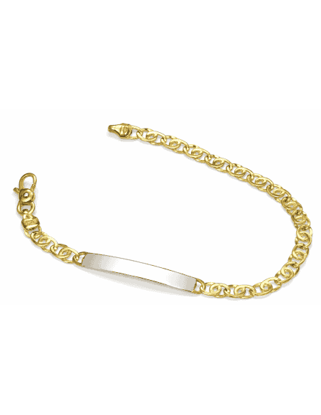 Pulsera para Caballero con Placa Grabable Bicolor - Oro Amarillo y Blanco 18k