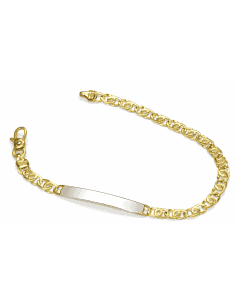 Pulsera para Caballero con Placa Grabable Bicolor - Oro Amarillo y Blanco 18k