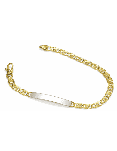Pulsera para Caballero con Placa Grabable Bicolor - Oro Amarillo y Blanco 18k