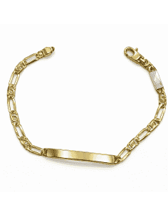 Esclava para caballero Cadena Ojo Perdiz con el Eslabón chapa oro blanco - Oro Amarillo y blanco 18k