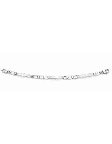 Pulsera para Caballero con Placas Mate y Eslabón Moderno - Oro Blanco18k