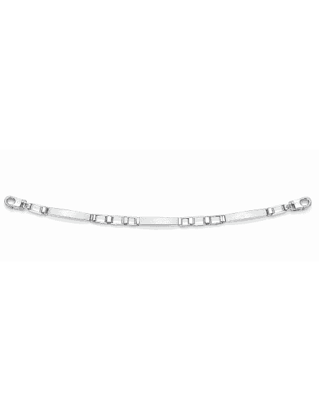 Pulsera para Caballero con Placas Mate y Eslabón Moderno - Oro Blanco18k