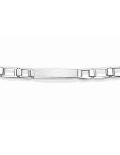 Pulsera para Caballero con Placas Mate y Eslabón Moderno - Oro Blanco18k