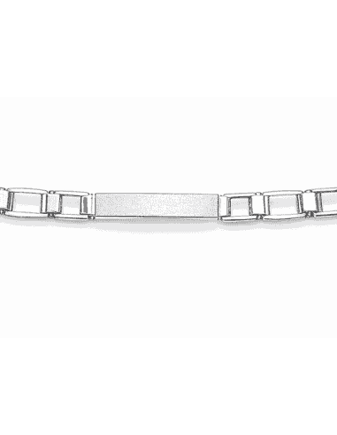 Pulsera para Caballero con Placas Mate y Eslabón Moderno - Oro Blanco18k