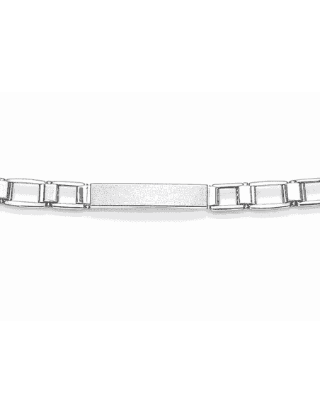 Pulsera para Caballero con Placas Mate y Eslabón Moderno - Oro Blanco18k
