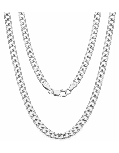 Cadena de Plata Tipo Bardada con Cierre Mosquetón – Plata de Ley 925