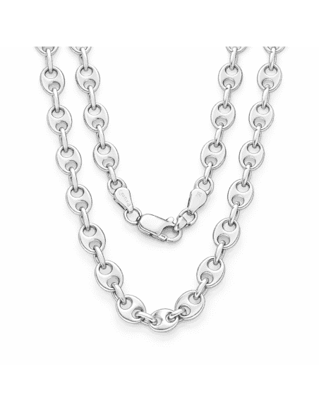 Cadena de Plata Tipo Calabrote con Cierre Mosquetón – Plata de Ley