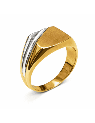 Sello Cuadrado para Caballero - Oro Amarillo y Blanco 18K