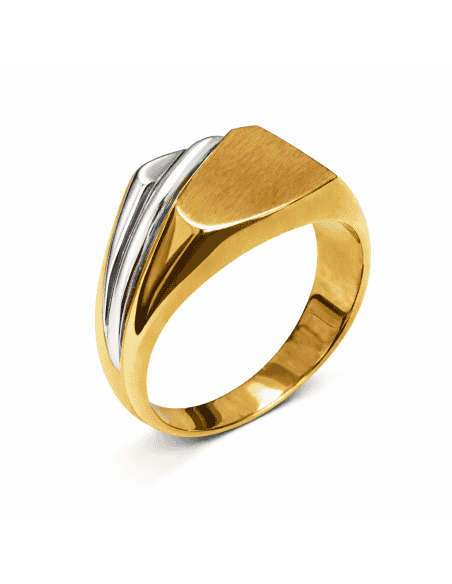 Sello Cuadrado para Caballero - Oro Amarillo y Blanco 18K