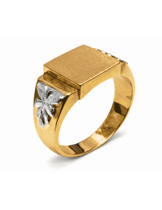 Sello Cuadrado para Caballero Hueco - Oro Amarillo y Blanco 18K