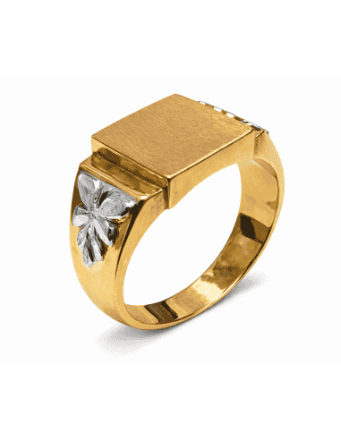 Sello Cuadrado para Caballero Hueco - Oro Amarillo y Blanco 18K