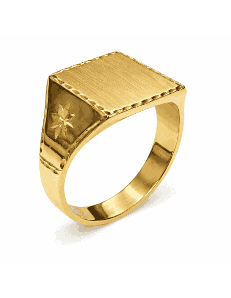 Sello Cuadrado para Caballero Macizo - Oro Amarillo 18K