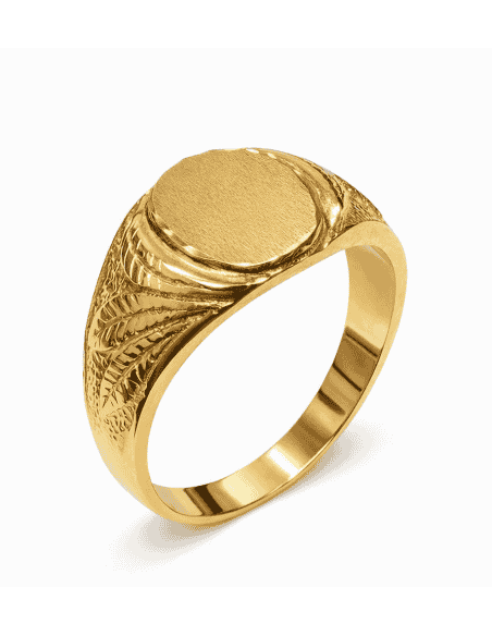 Sello Oval para caballero Hueco - Oro amarillo 18K