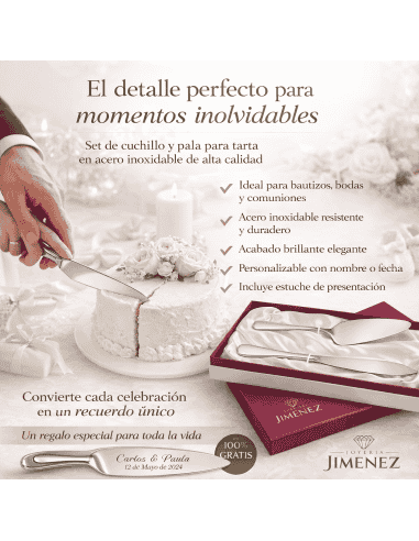Estuche Cuchillo y Pala para Tarta de Acero (Personalizable)  – GA4023
